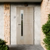 Drzwi zewnętrzne stalowe do domu Weno Inox 72mm z klamką energooszczędne Ud=1.3 przeszklone lustro weneckie szyba mleczna Program Czyste Powietrze
