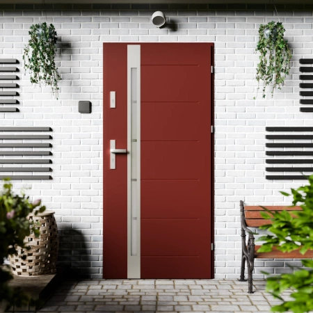 Drzwi zewnętrzne stalowe do domu Toreno Inox 72mm z klamką energooszczędne Ud-1.3 przeszklone lustro weneckie szyba mleczna Program Czyste Powietrze