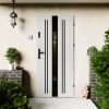 Drzwi zewnętrzne stalowe do domu Elegant Black 72mm z klamką czarną energooszczędne Ud=1.3 lustro weneckie szyba mleczna Program Czyste Powietrze