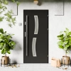 Drzwi zewnętrzne stalowe do domu Twista Inox 72 mm z antabą/pochwytem energooszczędne Ud=1.3 lustro weneckie szyba mleczna Program Czyste Powietrze