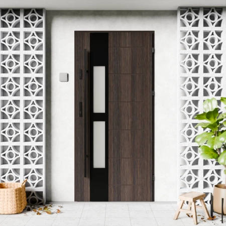 Anda Black CK drzwi zewnętrzne 72 mm z antabą/pochwytem energooszczędne Ud-1.3 przeszklone lustro weneckie szyba mleczna Program Czyste Powietrze