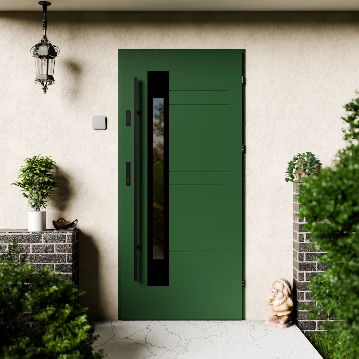 Drzwi zewnętrzne stalowe do domu Weno Black 72mm z antabą/pochwytem energooszczędne Ud=1.3 lustro weneckie szyba mleczna Program Czyste Powietrze