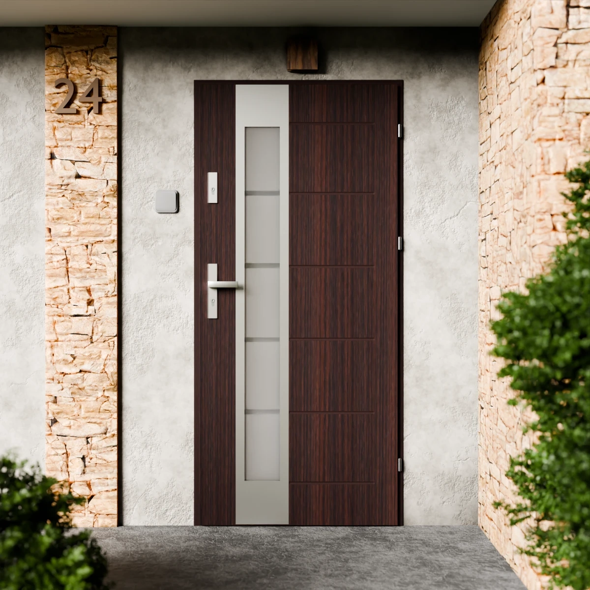 Drzwi zewnętrzne stalowe do domu Sanda Inox 72mm z klamką energooszczędne Ud=1.3 przeszklone lustro weneckie szyba mleczna Program Czyste Powietrze