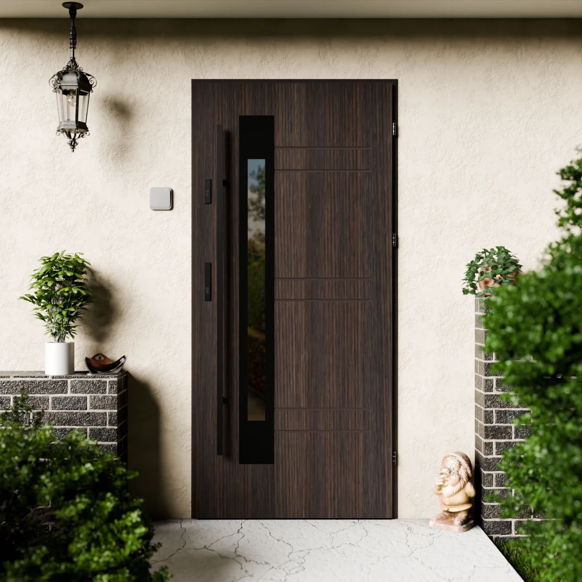 Drzwi zewnętrzne stalowe do domu Weno Black 72mm z antabą/pochwytem energooszczędne Ud=1.3 lustro weneckie szyba mleczna Program Czyste Powietrze