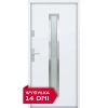 Drzwi zewnętrzne do domu stalowo aluminiowe 68 mm z szybą i klamką inox ATU68 białe Program Czyste Powietrze M600