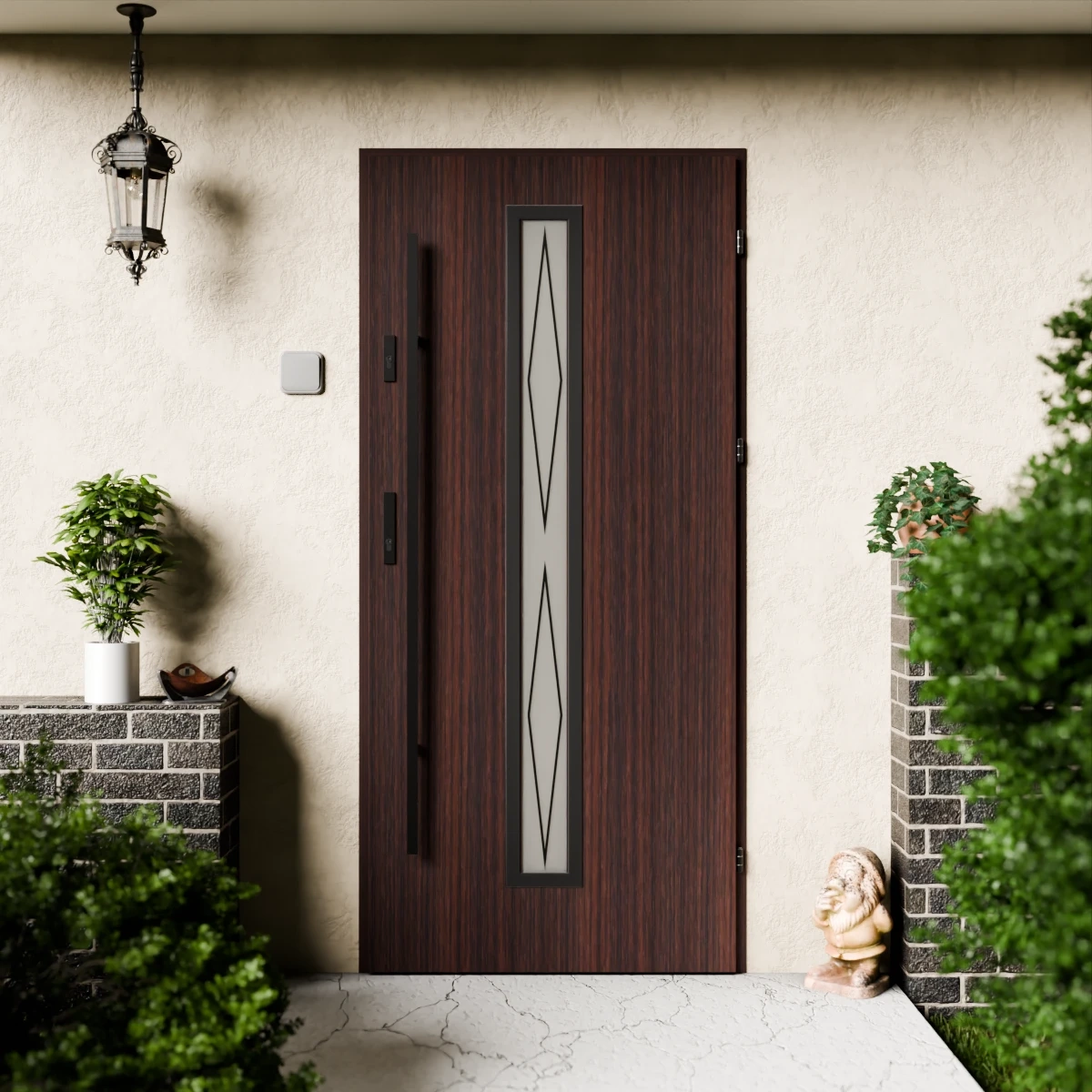 Drzwi zewnętrzne stalowe do domu Witro Black 72mm z antabą/pochwytem energooszczędne Ud=1.3 szyba z nadrukiem ceramicznym Program Czyste Powietrze