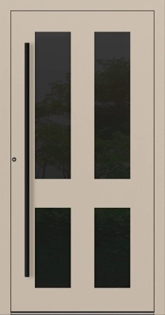 Drzwi zewnętrzne wejściowe domu aluminiowe na wymiar 90mm RC2 pochwyt/antaba Premium KOBBE energooszczędne RAL na zamówienie beżowe M29