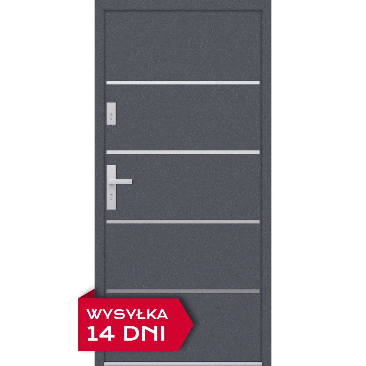 Drzwi zewnętrzne do domu stalowo aluminiowe 68 mm z klamką inox ATU68 antracyt db703 Program Czyste Powietrze M502