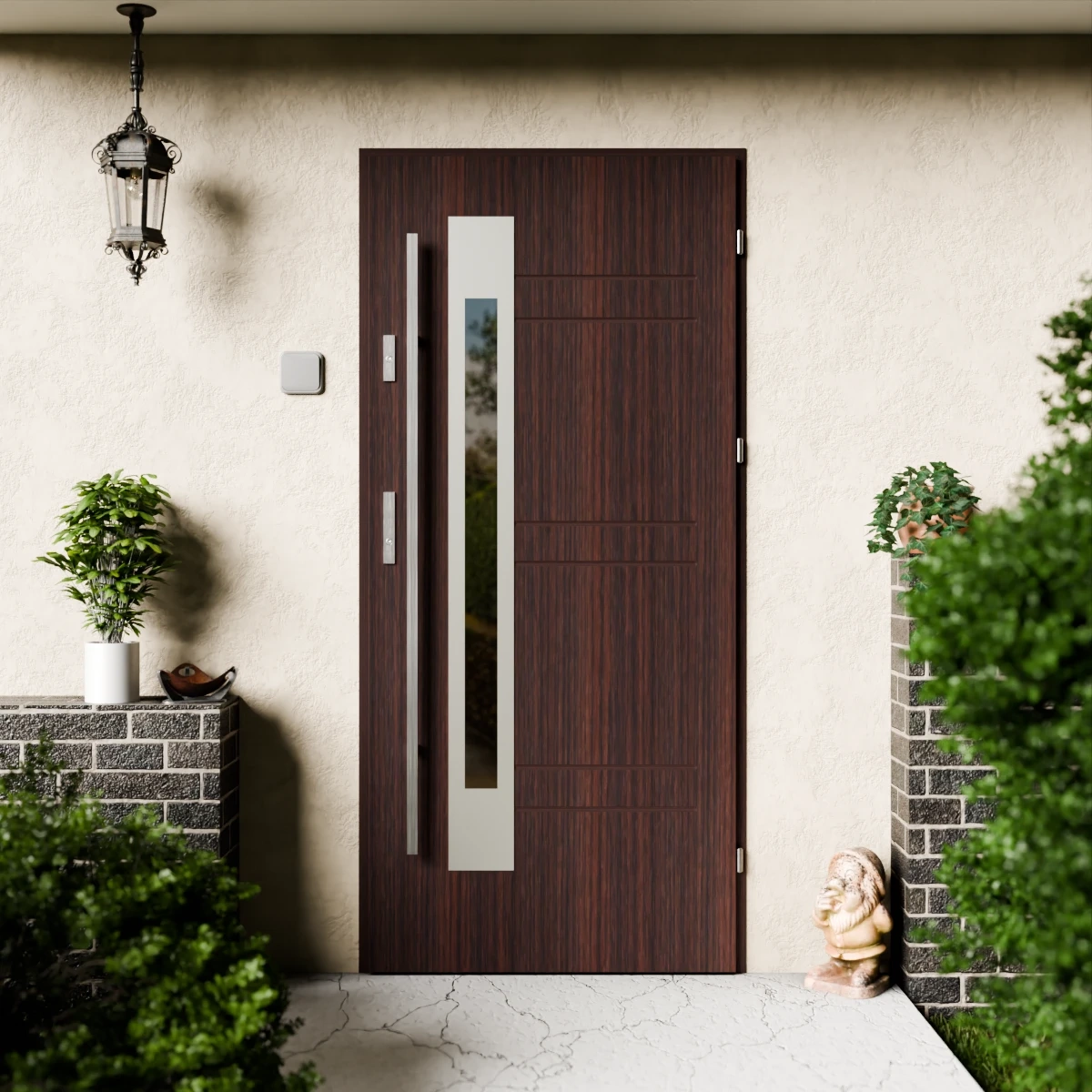 Weno Inox CK drzwi zewnętrzne 72 mm z antabą/pochwytem energooszczędne Ud-1.3 przeszklone lustro weneckie szyba mleczna Program Czyste Powietrze