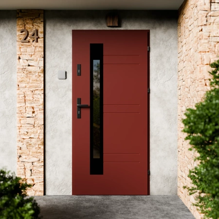 Weno Black CK drzwi zewnętrzne 72 mm z klamką czarną energooszczędne Ud-1.3 przeszklone lustro weneckie szyba mleczna Program Czyste Powietrze