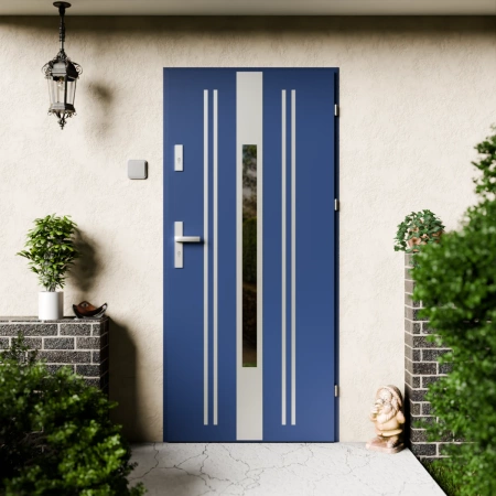 Drzwi zewnętrzne stalowe do domu Elegant Inox 72mm z klamką energooszczędne Ud=1.3 przeszklone lustro weneckie szyba mleczna Program Czyste Powietrze