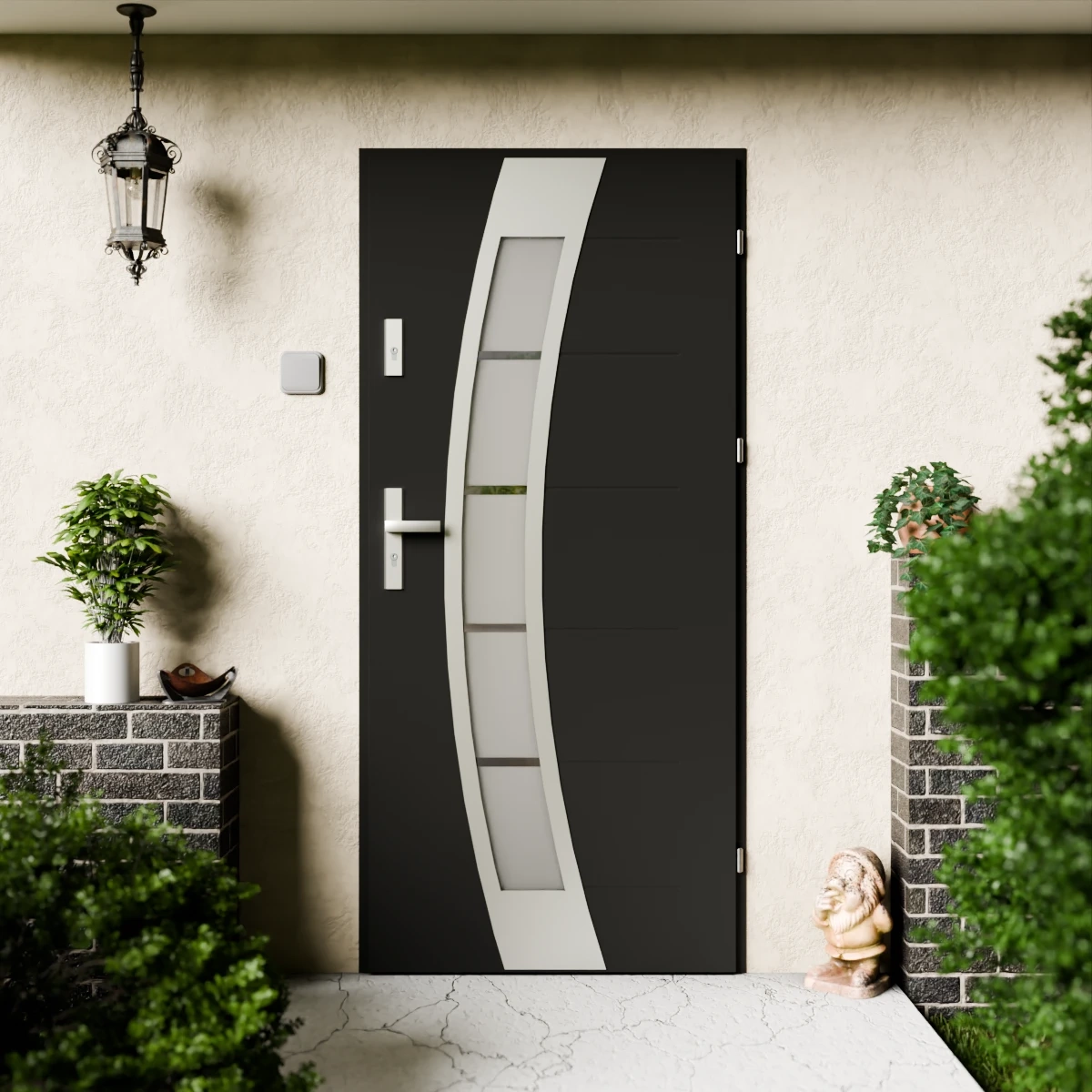 Drzwi zewnętrzne stalowe do domu Efekta Inox 72mm z klamką energooszczędne Ud=1.3 lustro weneckie szyba mleczna Program Czyste Powietrze