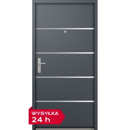 Drzwi klatkowe wejściowe do mieszkania w bloku antywłamaniowe RC3 68mm stalowe akustyczne i wygłuszające 44 dB dymoszczelne antracyt db703 M02