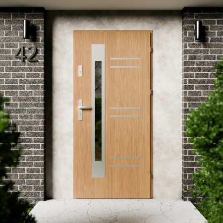 Drzwi zewnętrzne stalowe do domu Pina Inox 72mm z klamką energooszczędne Ud=1.3 przeszklone lustro weneckie szyba mleczna Program Czyste Powietrze