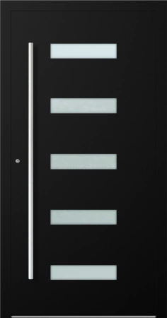 Drzwi zewnętrzne wejściowe domu aluminiowe na wymiar 90mm RC2 pochwyt/antaba Premium KOBBE energooszczędne RAL na zamówienie czarne M11