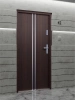 Drzwi klatkowe wejściowe do mieszkania w bloku wygłuszające 47 dB antywłamaniowe RC3 55 mm stalowe z klamką inox srebrną i aplikacjami mahoń A7