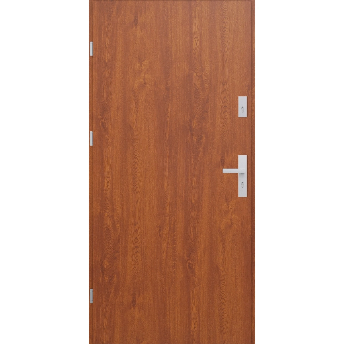 Drzwi zewnętrzne do domu stalowo aluminiowe 68 mm z okuciami inox ATU68 złoty dąb Program Czyste Powietrze M502