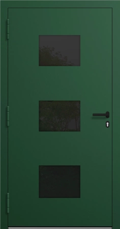 Drzwi zewnętrzne wejściowe domu aluminiowe na wymiar 90mm RC2 pochwyt/antaba Premium KOBBE energooszczędne RAL na zamówienie zielone M310