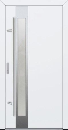 Drzwi zewnętrzne wejściowe do domu stalowo aluminiowe 82 mm DS82 przeszklone z okuciami inox białe Program Czyste Powietrze M14