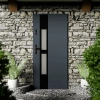 Drzwi zewnętrzne stalowe do domu Anda Black 72mm z klamką czarną energooszczędne Ud=1.3 lustro weneckie szyba mleczna Program Czyste Powietrze