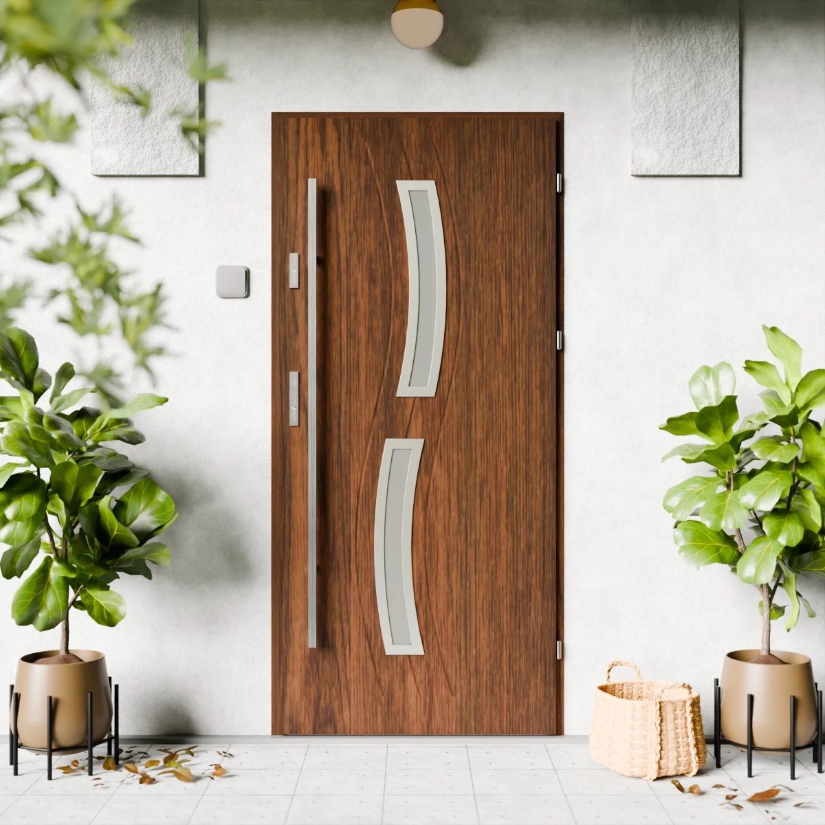 Drzwi zewnętrzne stalowe do domu Twista Inox 72 mm z antabą/pochwytem energooszczędne Ud=1.3 lustro weneckie szyba mleczna Program Czyste Powietrze