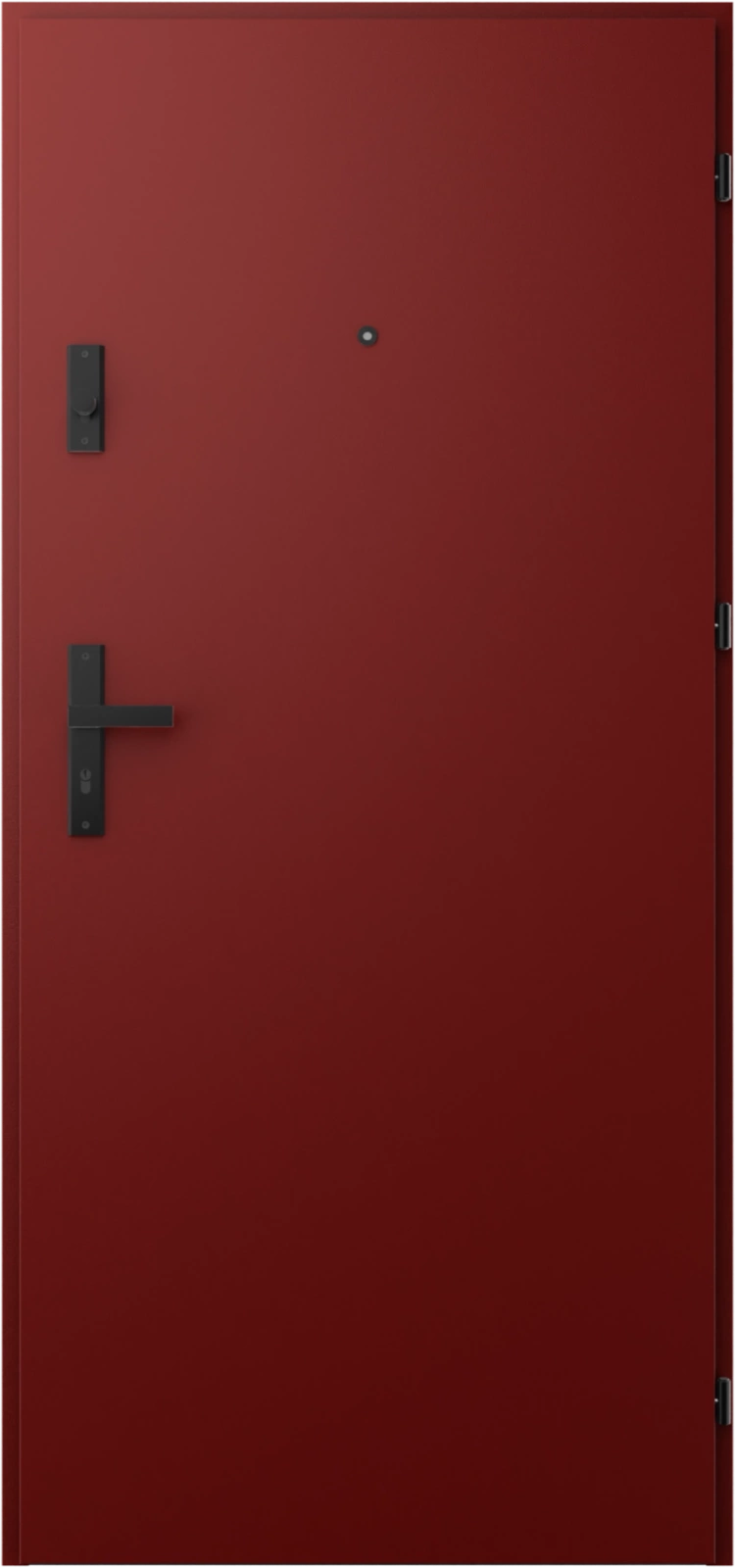 Ekonomiczne drzwi wewnątrzklatkowe wejściowe do mieszkania z klatki schodowej 55 mm stalowe czerwone A7