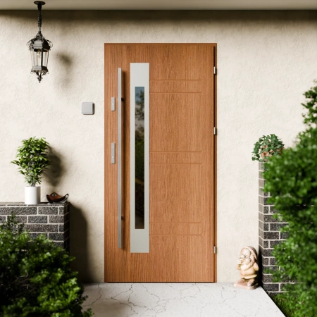 Drzwi zewnętrzne stalowe do domu Weno 72mm z antabą/pochwytem energooszczędne Ud=1.3 lustro weneckie szyba mleczna Program Czyste Powietrze