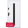 Drzwi zewnętrzne do domu stalowo aluminiowe 68 mm z szybą i czarnymi okuciami ATU68 białe Program Czyste Powietrze M521