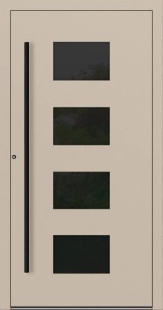 Drzwi zewnętrzne wejściowe domu aluminiowe na wymiar 90mm RC2 pochwyt/antaba Premium KOBBE energooszczędne RAL na zamówienie beżowe M311