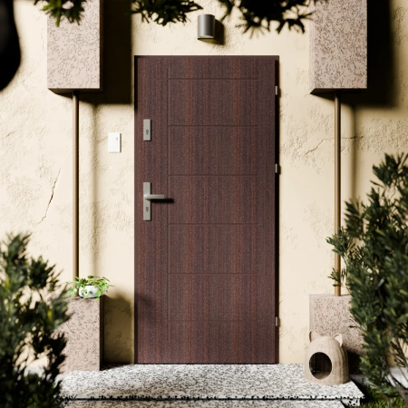 Basic Inox CK drzwi zewnętrzne 72 mm z klamką energooszczędne Ud-1.3 bez szyby pełne Program Czyste Powietrze