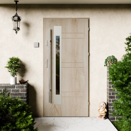 Weno Inox CK drzwi zewnętrzne 72 mm z antabą/pochwytem energooszczędne Ud-1.3 przeszklone lustro weneckie szyba mleczna Program Czyste Powietrze