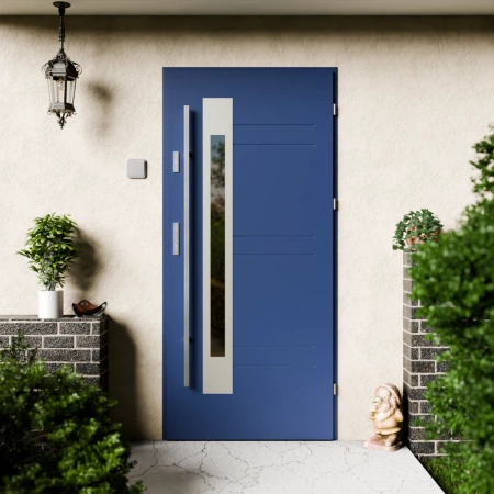 Drzwi zewnętrzne stalowe do domu Weno 72mm z antabą/pochwytem energooszczędne Ud=1.3 lustro weneckie szyba mleczna Program Czyste Powietrze