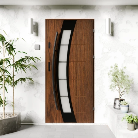 Efekta Black CK drzwi zewnętrzne 72 mm z antabą/pochwytem energooszczędne Ud-1.3 przeszklone lustro weneckie szyba mleczna Program Czyste Powietrze