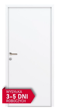 Drzwi techniczne bez szyby 56 mm Ud= 1,6 W/m2K ocieplone do pomieszczeń gospodarczych piwnicy garażu komórki WC boczne tylne z klamką białe M507
