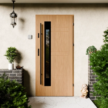 Weno Black CK drzwi zewnętrzne 72 mm z antabą/pochwytem energooszczędne Ud-1.3 przeszklone lustro weneckie szyba mleczna Program Czyste Powietrze