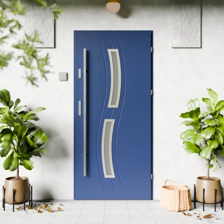 Twista Inox CK drzwi zewnętrzne 72 mm z antabą/pochwytem energooszczędne Ud-1.3 przeszklone lustro weneckie szyba mleczna Program Czyste Powietrze