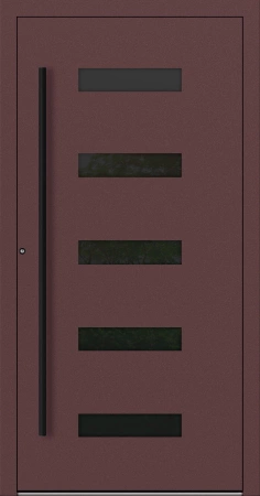 Drzwi zewnętrzne wejściowe domu aluminiowe na wymiar 90mm RC2 pochwyt/antaba Premium KOBBE energooszczędne RAL na zamówienie czerwono brązowe M31