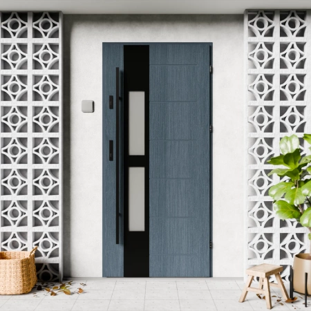 Anda Black CK drzwi zewnętrzne 72 mm z antabą/pochwytem energooszczędne Ud-1.3 przeszklone lustro weneckie szyba mleczna Program Czyste Powietrze