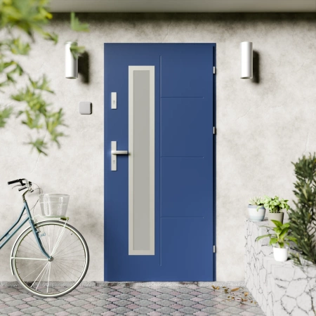 Drzwi zewnętrzne stalowe do domu Tinea Inox 72mm z klamką energooszczędne Ud=1.3 przeszklone lustro weneckie szyba mleczna Program Czyste Powietrze