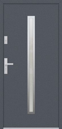 Drzwi zewnętrzne do domu stalowo aluminiowe 68 mm z szybą i klamką inox ATU68 antracyt db703 Program Czyste Powietrze M501