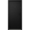 Drzwi klatkowe wejściowe do mieszkania w bloku antywłamaniowe RC3 wygłuszające 47 dB 55 mm stalowe z tłoczeniami z czarną klamką czarne T34