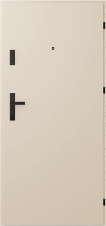 Drzwi wewnątrzklatkowe antywłamaniowe RC3 z Certyfikatem akustyczne wyciszające 47 dB 55 mm stalowe gładkie z klamką czarną beżowe G00