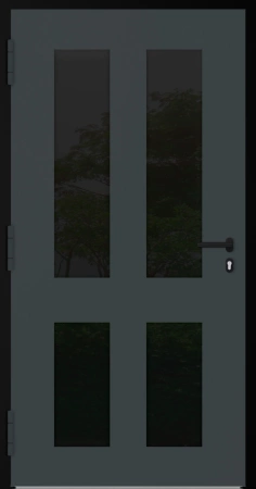 Drzwi zewnętrzne wejściowe domu aluminiowe na wymiar 90mm RC2 czarna ościeżnica Premium KOBBE Ud od 0.8 RAL na zamówienie antracyt ral 7016 M29