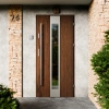 Drzwi zewnętrzne stalowe do domu Modern Inox 72mm z antabą/pochwytem energooszczędne Ud=1.3 lustro weneckie szyba mleczna Program Czyste Powietrze