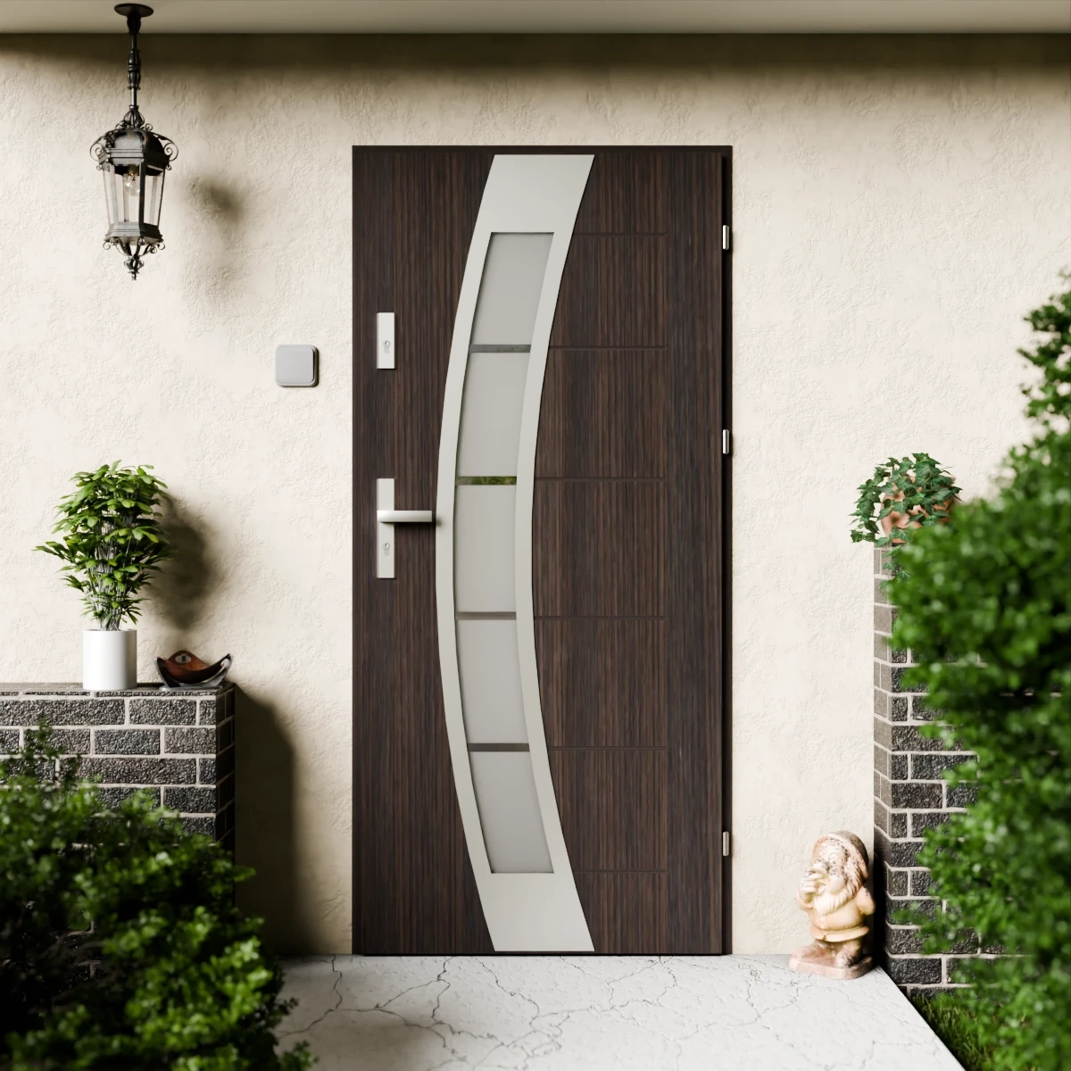 Drzwi zewnętrzne stalowe do domu Efekta Inox 72mm z klamką energooszczędne Ud=1.3 lustro weneckie szyba mleczna Program Czyste Powietrze