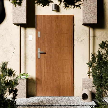 Basic Inox CK drzwi zewnętrzne 72 mm z klamką energooszczędne Ud-1.3 bez szyby pełne Program Czyste Powietrze