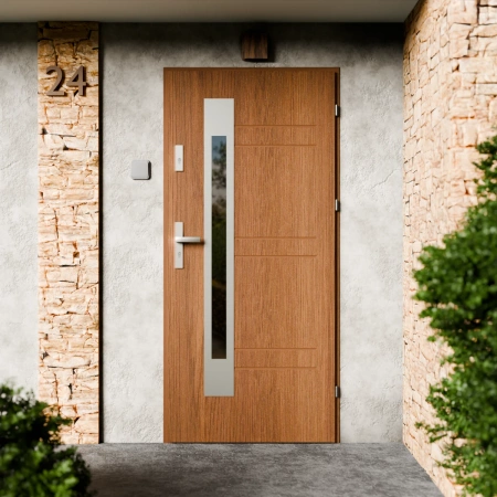 Drzwi zewnętrzne stalowe do domu Weno Inox 72mm z klamką energooszczędne Ud=1.3 przeszklone lustro weneckie szyba mleczna Program Czyste Powietrze