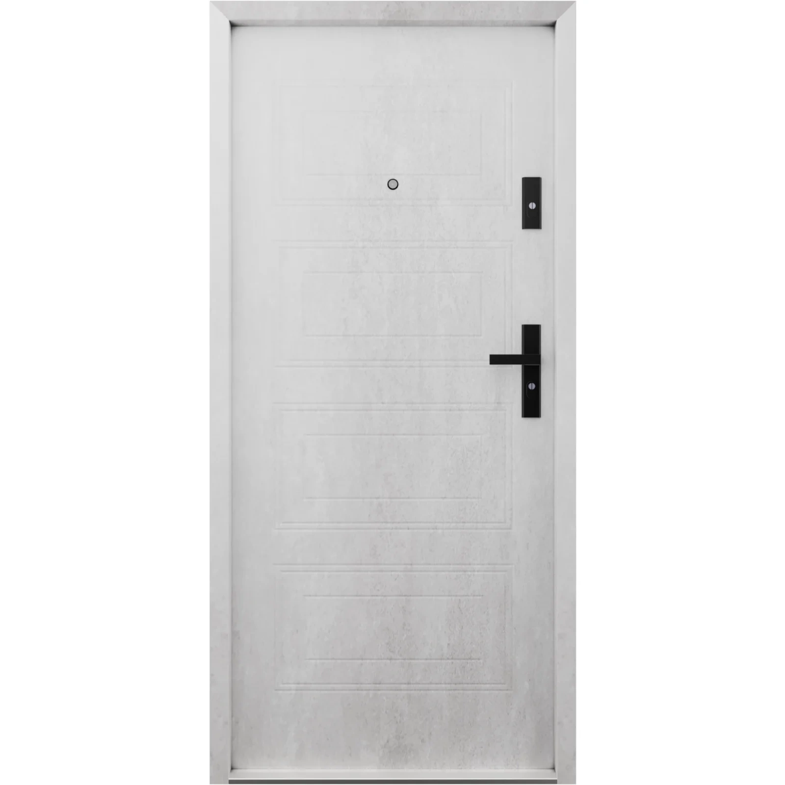 Drzwi wewnątrzklatkowe antywłamaniowe RC3 z Certyfikatem akustyczne wyciszające 47 dB 55 mm stalowe z tłoczeniami z klamką czarną szare T34