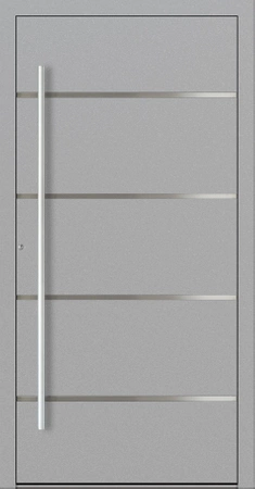 Drzwi zewnętrzne do domu aluminiowe 75 mm na wymiar klamka i antaba inox Superial SL75 energooszczędne bez szyby szare M02