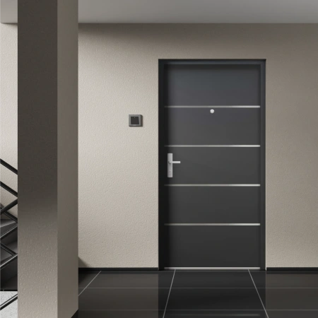 Drzwi wewnątrzklatkowe antywłamaniowe z Certyfikatem w klasie RC3 68 mm stalowe akustyczne 44 dB dymoszczelne antracyt db703 M02